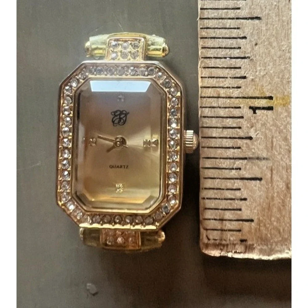 Elizabeth Taylor Vintage Watch Face Only‎ Rhinestone Bezel Gold Tone Hollywood
